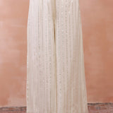 Off White Embroidered Kurta With Palazzo And Dupatta