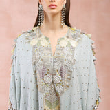 Powder Blue High Low Kurta With Jogger Pant