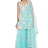 Aqua Kurta and Sharara Set