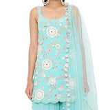 Aqua Kurta and Sharara Set