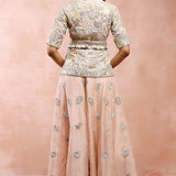 Rose Pink Embroiderd Short Kurta With Sharara