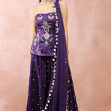 Purple Tube Backless Kurta With Sharara And Dupatta