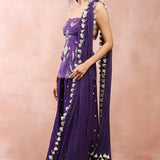 Purple Tube Backless Kurta With Sharara And Dupatta