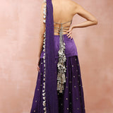 Purple Tube Backless Kurta With Sharara And Dupatta