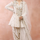 Off White Kurta With Salwaar And Dupatta