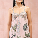 Rose Pink Niloufar Print Kurta With Sharara And Dupatta