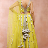 Yellow Embroidered Choli And Lehenga With Dupatta