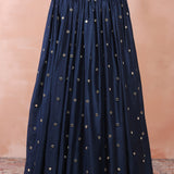 Navy Embroidered Choli And Lehenga With Dupatta