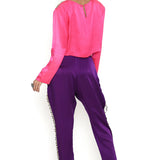 Pink Embroidered Top With Purple Pant