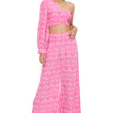 Pink Kite Print Palazzo Set