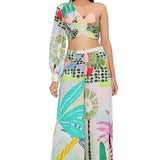 Tropical Print One Shoulder Palazzo Set