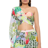 Tropical Print One Shoulder Palazzo Set