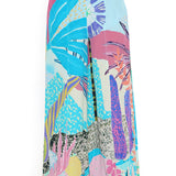 Aqua Tropical Print Bow Tube And Pallazo Pant