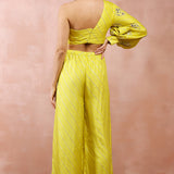 Lime Green One Shoulder Top And Palazzo