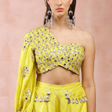 Lime Green One Shoulder Top And Palazzo
