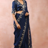 Navy Choli And Prestitched Saree