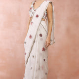 Off White Gulbagh Embroidered Choli With Pre-Stitched Saree