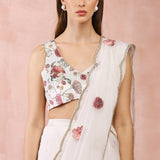 Off White Gulbagh Embroidered Choli With Pre-Stitched Saree
