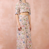 Rose Pink Nargis Print Embroidered Top With Palazzo