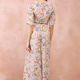 Rose Pink Nargis Print Embroidered Top With Palazzo