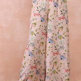 Rose Pink Nargis Print Embroidered Top With Palazzo