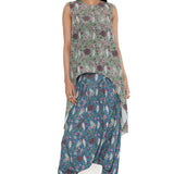 Olive Turkish Print High Low Kurta With Low Crotch Pant
