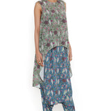 Olive Turkish Print High Low Kurta With Low Crotch Pant