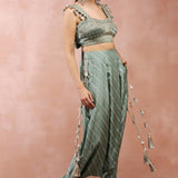 Sage Green Corset Top With Low Crotch Pant