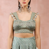 Sage Green Corset Top With Low Crotch Pant