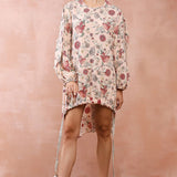 Blush Pink Gulbagh Print Front Embroidered Balloon Top