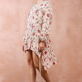 Blush Pink Gulbagh Print Front Embroidered Balloon Top