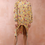 Mustard Gulbagh Print Front Embroidered Balloon Top