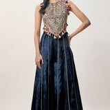 Yasmin Navy Sharara Set