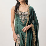 Elara Green Velvet Kurta Set