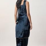 Elara Navy Velvet Kurta Set