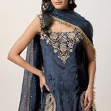 Elara Navy Velvet Kurta Set