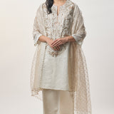 Rangrez Silver Gold Stripe Kurta Set