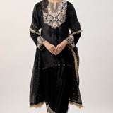 Ziba Black Velvet Kurta Set
