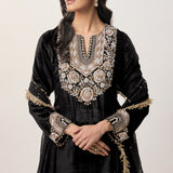Ziba Black Velvet Kurta Set
