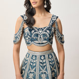 Sahar Navy Velvet Lehenga Set