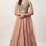 Mahnaz Peachy Pink Lehenga Set