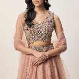 Mahnaz Peachy Pink Lehenga Set