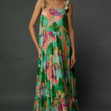 Peach Kuno Print Trapeze Dress