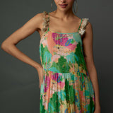 Peach Kuno Print Trapeze Dress
