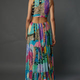 Aqua Tropical Print Cut-Out Dress