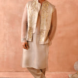 Grey Bagh Embroidered Bandi With Kurta And Jogger Pant