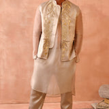 Grey Bagh Embroidered Bandi With Kurta And Jogger Pant