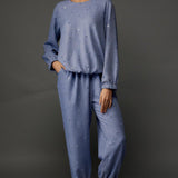Bluish Grey Soft Linen Top & Jogger Pant