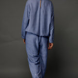 Bluish Grey Soft Linen Top & Jogger Pant