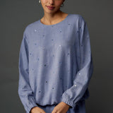 Bluish Grey Soft Linen Top & Jogger Pant